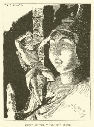 Theft of the "Orloff" stone (engraving) 作者 哈罗德·罗伯特·米勒
