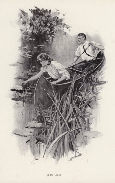 独木舟上的男人和女人（石版画 作者 哈里森·费舍尔