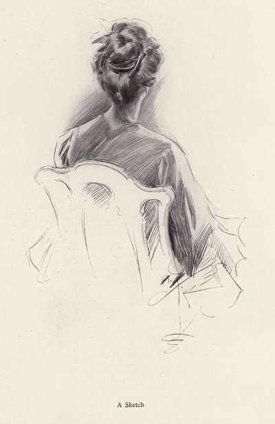 女人的后视画像（平版）。 作者 哈里森·费舍尔