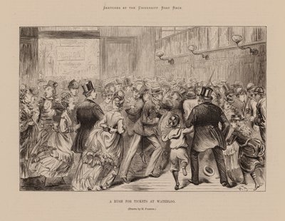 滑铁卢的抢票大战（雕刻） 作者 哈里（后）弗尼斯（Furniss）