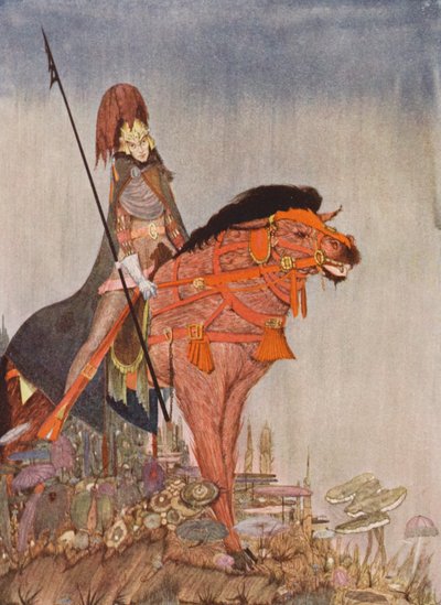 埃德加-爱伦-坡：《梅岑格施泰因》（彩色石版画） 作者 哈里·克拉克