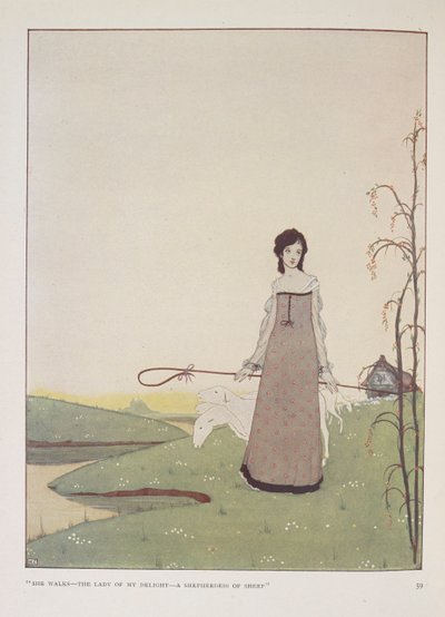 "她走着，我愉悦的女士 牧羊女"爱丽丝-梅内尔为《牧羊女》绘制的插图。 作者 哈里·克拉克