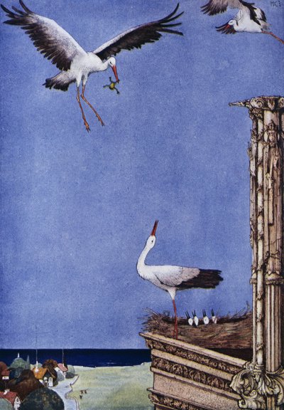 鹳，安徒生（1805-1875）的童话故事，哈里-克拉克（1890-1931）的插图。 作者 哈里·克拉克