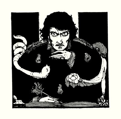 埃德加-爱伦-坡的《神秘与想象的故事》扉页插图（彩色石版画） 作者 哈里·克拉克