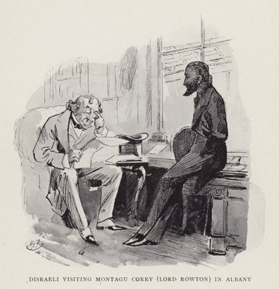 迪斯雷利访问奥尔巴尼的蒙塔古科里（Lord Rowton） 作者 哈里·弗尼斯（Harry Furniss）