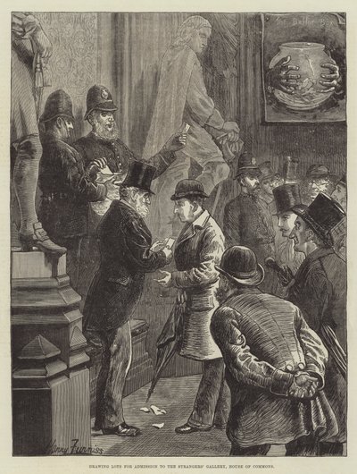 在下议院的陌生人画廊收取许多入场券 作者 哈里·弗尼斯（Harry Furniss）