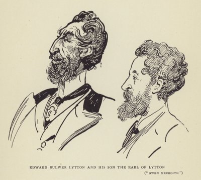 Edward Bulwer Lytton和他的儿子，Lytton伯爵，Owen Meredith 作者 哈里·弗尼斯（Harry Furniss）