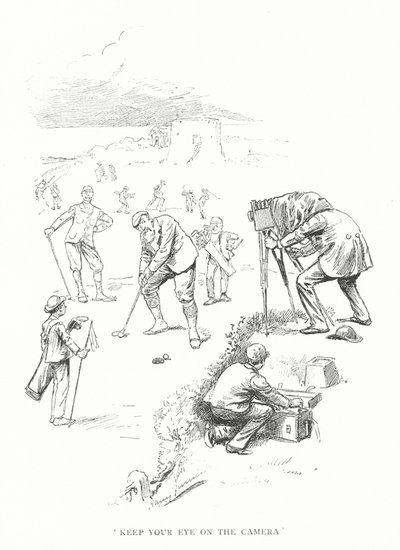 高尔夫：“盯着相机”（石版画） 作者 哈里·弗尼斯（Harry Furniss）