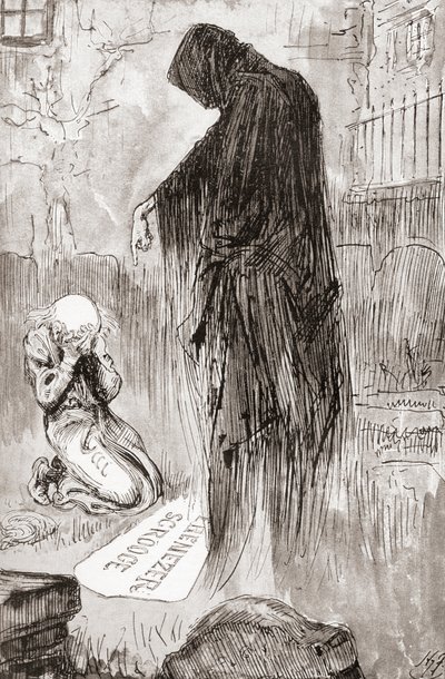 查尔斯-狄更斯《圣诞丛书》中的《圣诞颂歌》插图 作者 哈里·弗尼斯（Harry Furniss）