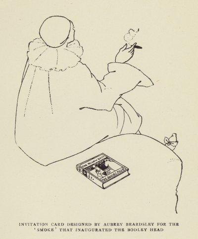 邀请卡由Aubrey Beardsley为烟雾设计，为Bodley Head揭幕 作者 哈里·弗尼斯（Harry Furniss）