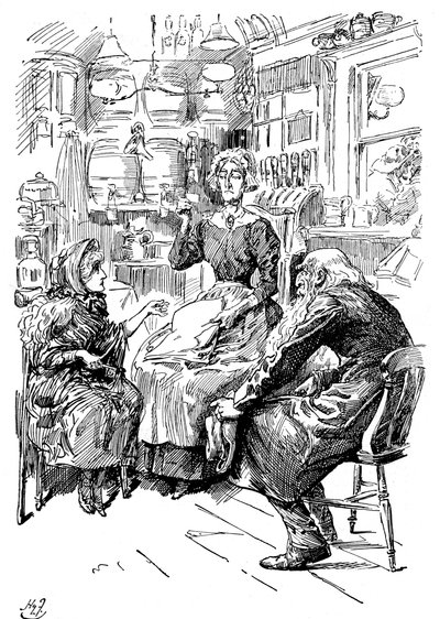 Riah先生和Wren小姐参加了六个欢乐团契搬运工，1912年 作者 哈里·弗尼斯（Harry Furniss）