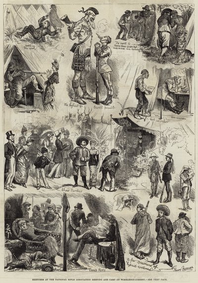 国家步枪协会会议和温布尔登共和国营地的草图 作者 Harry Furniss