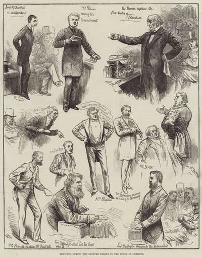 在下议院的Cloture辩论期间的草图 作者 哈里·弗尼斯（Harry Furniss）