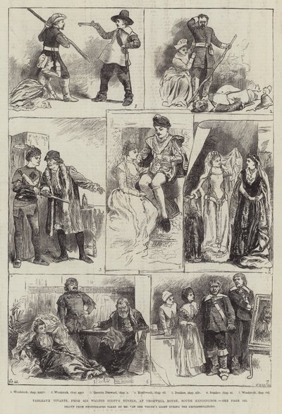 来自南肯辛顿克伦威尔故居的沃尔特斯科特爵士小说的Tableaux Vivants 作者 Harry Furniss