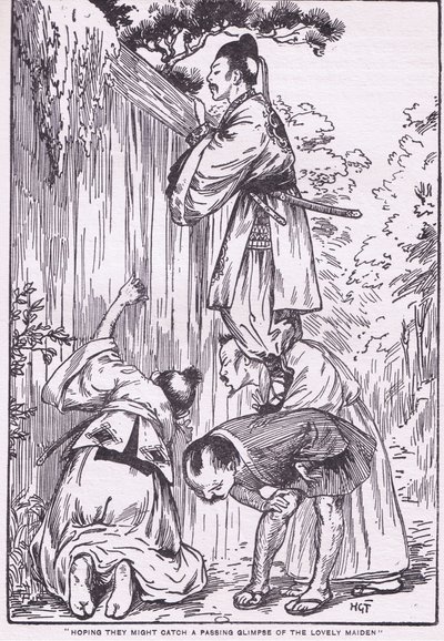 希望能一睹可爱少女的芳容（选自《月亮的女儿》）（石版画） 作者 哈里·乔治·西克