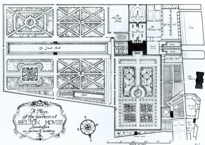 林肯郡Belton House的花园规划，原先存在，c.1900 作者 哈里·英戈·特里格斯