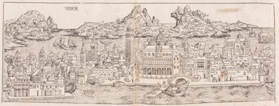 1930 年重印的《纽伦堡纪事报》中的威尼斯景色（已裁剪） 作者 哈特曼·谢德尔（Hartmann Schedel）
