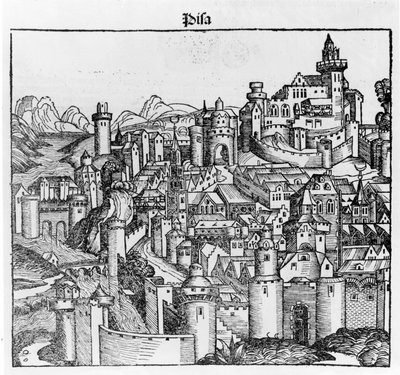 Hartmann Schedel 的“Liber Chronicarum”之后的比萨。 纽伦堡 1493 作者 哈特曼·谢德尔（Hartmann Schedel）