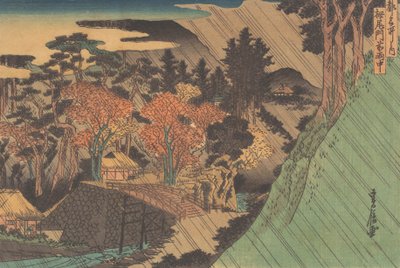托加诺门的雨，19世纪中期。 作者 长谷川贞信