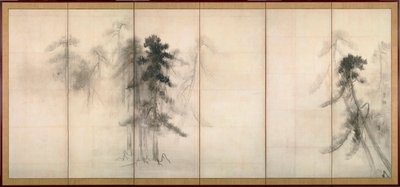 "松树 "长谷川藤白（1539-1610 年）16 世纪纸上墨迹 尺寸 156x356 厘米 日本东京国立博物馆 作者 长谷川东白