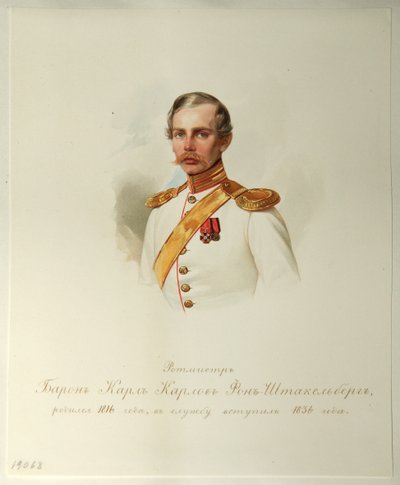 卡尔·卡洛维奇·冯·斯塔克尔贝格男爵的肖像1816-1887年，摄于1846-1849年的皇家骑兵卫队专辑 作者 Hau