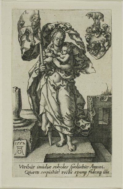慈悲，来自美德 作者 海因里希·阿尔德勒弗（Heinrich Aldegrever）