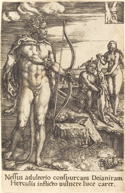 海格力斯杀了内瑟斯，1550年。 作者 海因里希·阿尔德勒弗（Heinrich Aldegrever）