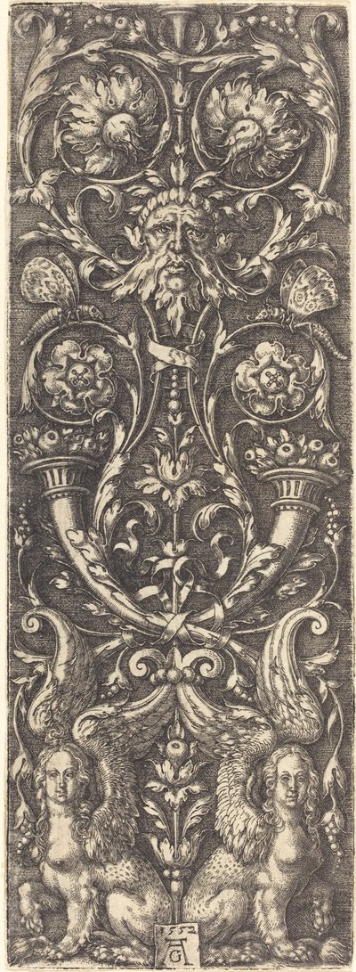 带有装饰品的高级水果，1552年。 作者 海因里希·阿尔德勒弗（Heinrich Aldegrever）