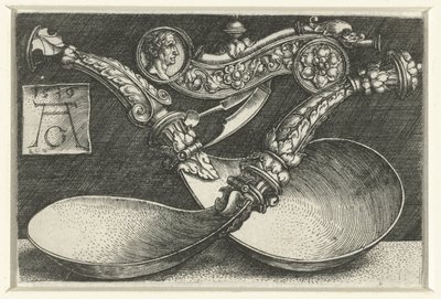 为两个汤匙和一个哨子设计 作者 海因里希·阿尔德勒弗（Heinrich Aldegrever）