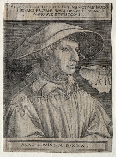 自画像，1530年。 作者 海因里希·阿尔德勒弗（Heinrich Aldegrever）