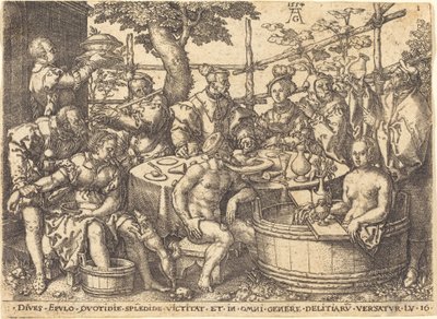 桌边的富人》，1554年。 作者 海因里希·阿尔德勒弗（Heinrich Aldegrever）