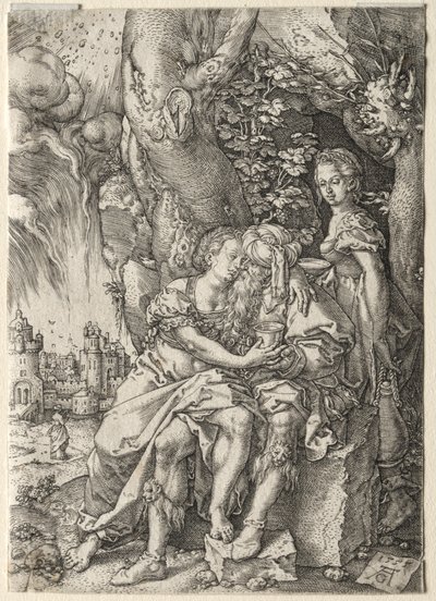 地段的故事：地段和他的女儿们，1555年。 作者 海因里希·阿尔德勒弗（Heinrich Aldegrever）