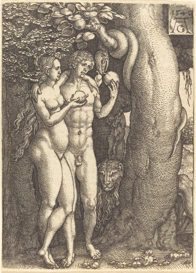 蛇的诱惑》，1540年。 作者 海因里希·阿尔德勒弗（Heinrich Aldegrever）