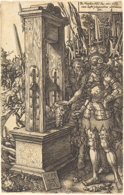 提图斯-曼利乌斯斩杀其儿子，1553年。 作者 海因里希·阿尔德勒弗（Heinrich Aldegrever）