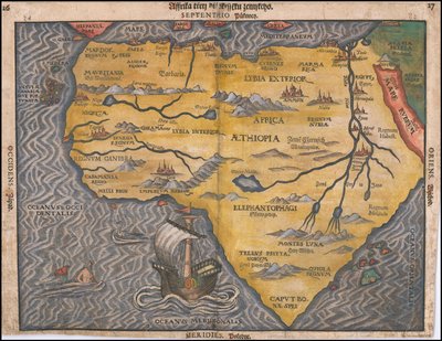 海因里希-宾廷绘制的 1592 年捷克语非洲地图 作者 海因里希·邦廷