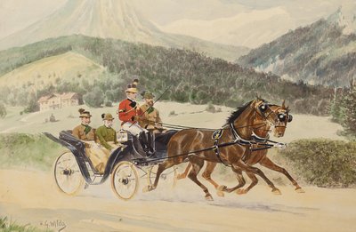 奥地利皇帝弗朗兹·约瑟夫一世和弗朗兹·费迪南德公爵乘马车，1900年代至1910年代。 作者 海因里希·格特弗里德·王达（Heinrich Gottfried Wilda）