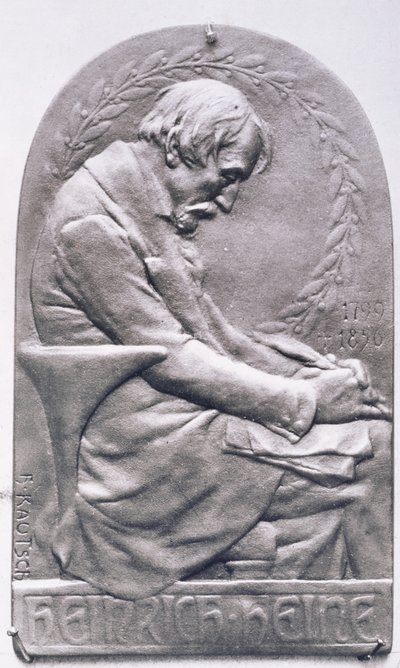 Heinrich Heine（1797-1856）（青铜）肖像奖章（bw照片） 作者 Heinrich Kautsch