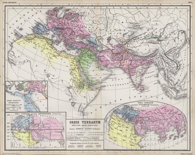 显示古代已知世界范围的地图（彩色版画） 作者 海因里希·基珀特（Heinrich Kiepert）