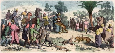 古老的东方。一个波斯国王和他的随行人员在打猎 作者 海因里希·勒特曼