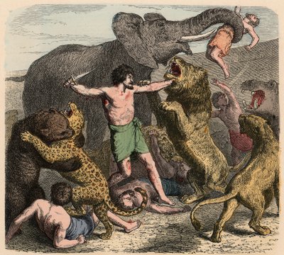 古罗马：罪犯被野生动物袭击，1866年 作者 海因里希·勒特曼