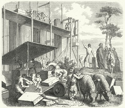 罗马亚汶丁山上的神庙建筑（雕刻）。 作者 海因里希·勒特曼
