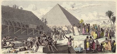 Building of the Pyramids in Ancient Egypt (coloured engraving) 作者 海因里希·勒特曼