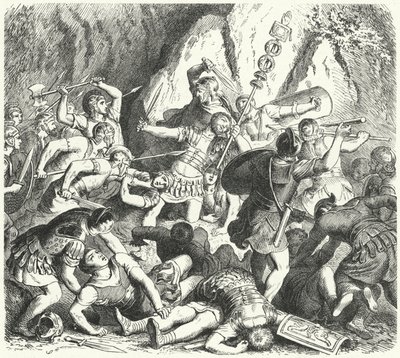 公元前477年克雷梅拉战役中罗马法比亚家族的倒台（雕刻）。 作者 海因里希·勒特曼