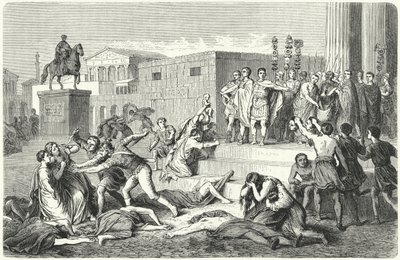 马克·安东尼（Mark Antony），马库斯·埃米利乌斯·莱皮德斯（Marcus Aemilius Lepidus）和屋大维（Octavian）的Triumvirate宣布对他们的政治敌人实行禁令，公元前43年 作者 海因里希·勒特曼