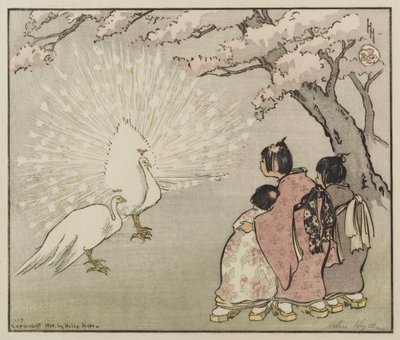 白孔雀，1914年（彩色木刻） 作者 海伦·海德（Helen Hyde）