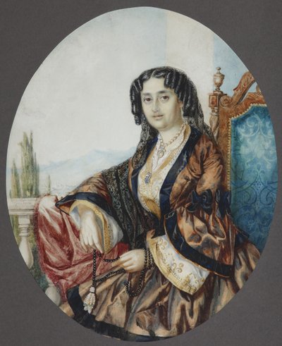 Nino Aleksandrovna Griboyedova née Chavchavadze公主画像，1856年 作者 海伦·弗兰科尼亚