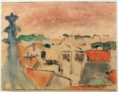 紫罗兰色的天空下的村庄 作者 赫尔姆特·马克（Helmuth Macke）