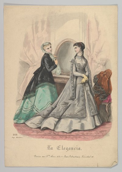 两个女人和一面镜子，第868号，来自La Elegancia San Sebastian，19世纪。 作者 埃洛伊·卢瓦尔
