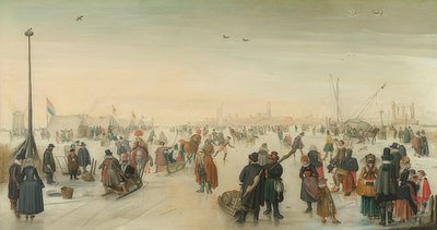 冬天在这座城市面前令人愉悦。约于1620年 作者 亨德里克·阿弗坎普