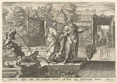 以利亚预言亚哈王干旱将至
以利亚的历史（系列标题） 作者 Hendrick Goltzius（拒绝归属）